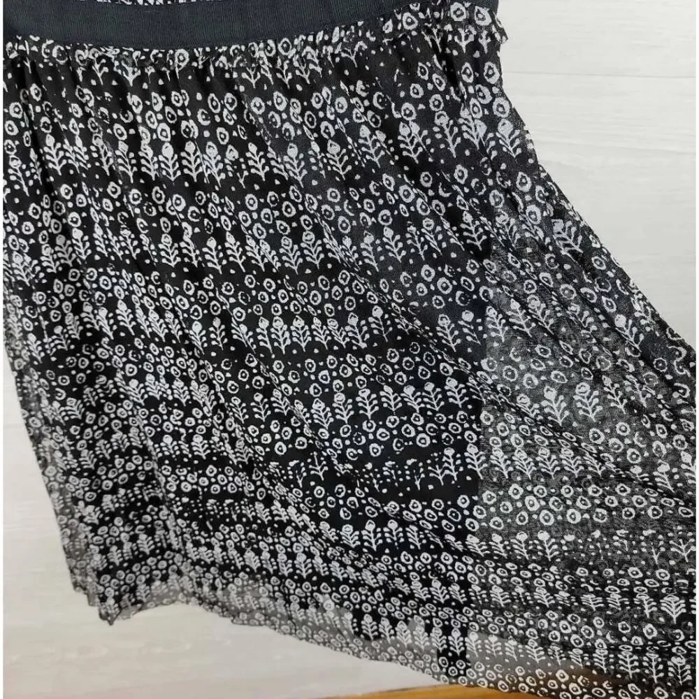 Anthropologie 9Hi5 Poststamp Black & White Ruched Tulle Dress - Size Medium - Picture 4 of 5